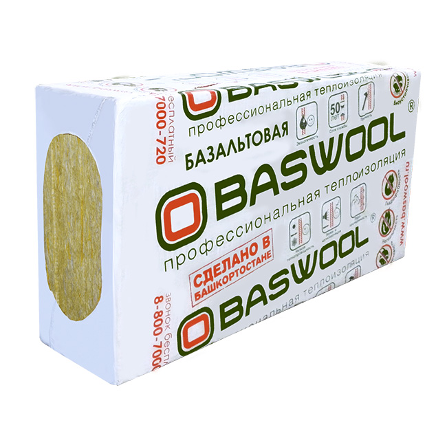 Утеплитель "Baswool Вент Фасад 80", 1200x600x50 мм (Басвул)