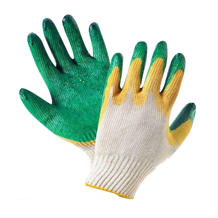Перчатки с латексным покрытием, класс 13, двойной облив, зеленые