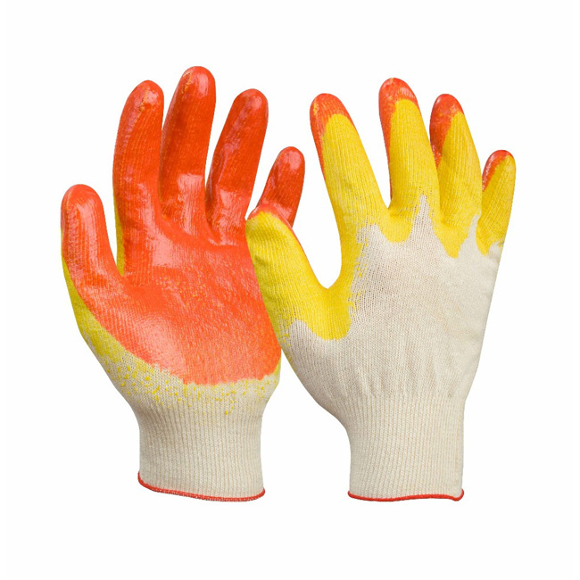 Перчатки с латексным покрытием, класс 13, двойной облив, оранжевые